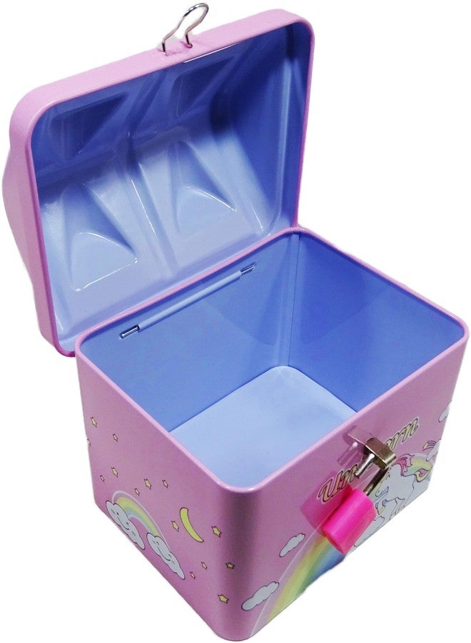 Dishvy Unicorn Hut Shape Piggy Bank for Kids| Lock and Two Keys (Pink) - Image 3