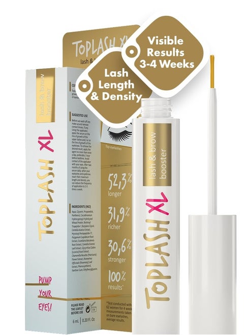 XL Lash and Brow Booster, Growth Serum with Eyelash and Eyebrow Enhancer, Promotes Stronger, Thicker, Healthier Lashes with Botanicals and Peptides
