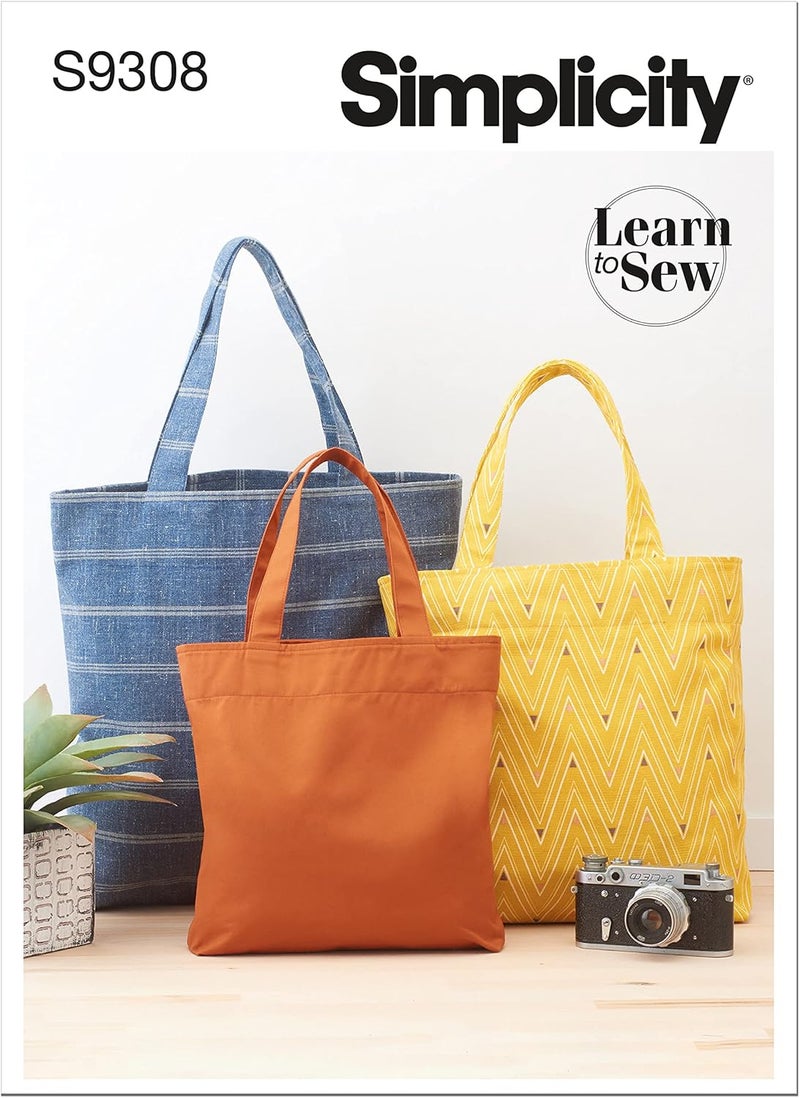 Simplicity Unlined Tote Bag Packet, Code 9308 Sewing Pattern, One Size, White, (SS9308OS) - Image 1