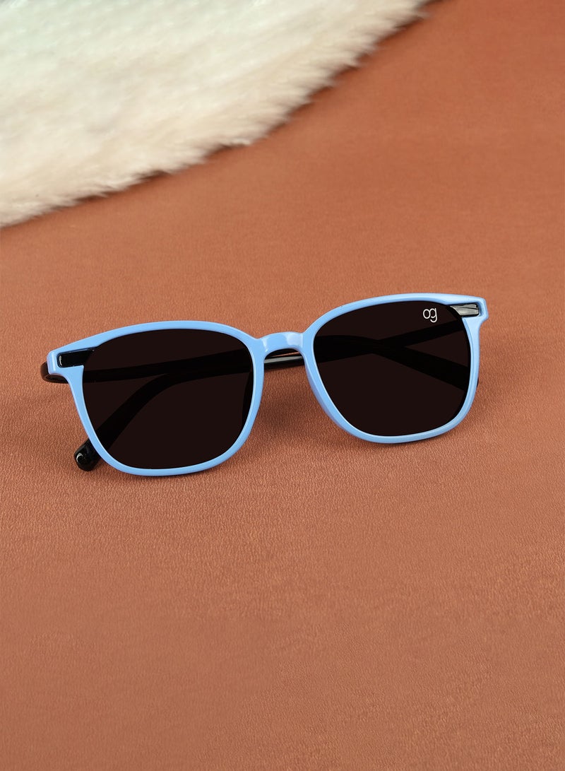 Woggles Stylish Cornflower Blue Square Kids Sunglasses - Image 1