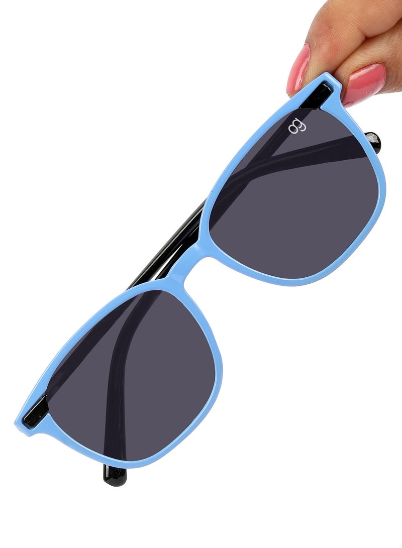 Woggles Stylish Cornflower Blue Square Kids Sunglasses - Image 3