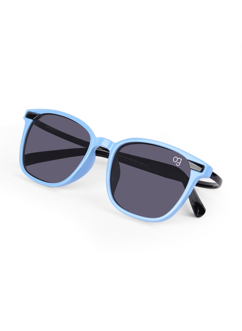 Woggles Stylish Cornflower Blue Square Kids Sunglasses - Image 4