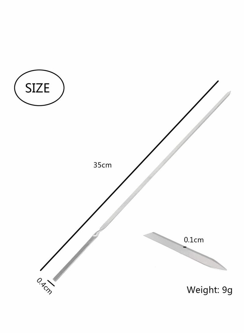 SYOSI 50PCS BBQ Skewers Stainless Steel Skewers Meat Sticks BBQ Kebab Skewers Metal Flat Roasting Fork Turkish Grill Skewer Camping Picnic Tool - Image 2