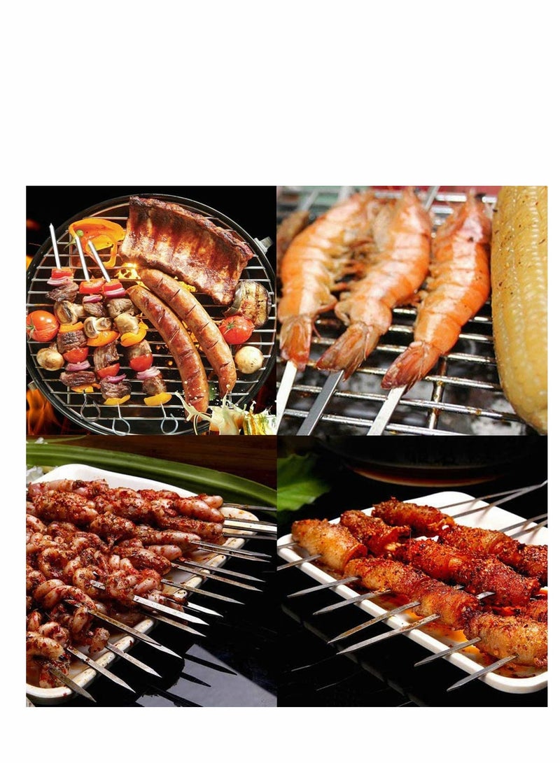 SYOSI 50PCS BBQ Skewers Stainless Steel Skewers Meat Sticks BBQ Kebab Skewers Metal Flat Roasting Fork Turkish Grill Skewer Camping Picnic Tool - Image 4