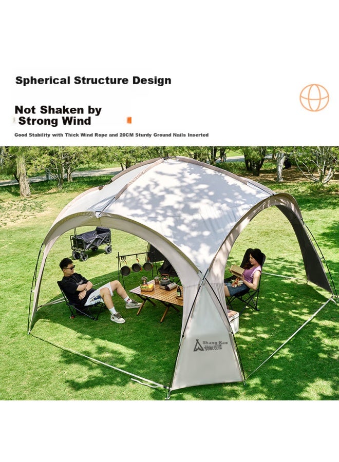 Suncojia Mongolian Yurt Canopy Outdoor Tent Large Sunshade Camping Rainproof Black Rubber Sunscreen Ball-shaped Pavilion Large Size - Image 3
