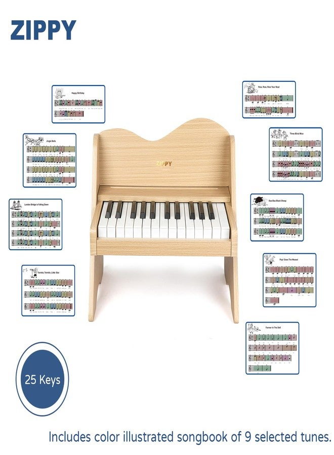 ZIPPY Kids Piano Keyboard, 25 Keys Digital Piano for Kids, Volume Adjustable, Mini Music Educational Instrument Toy, Wood Toy for Toddlers Girls Boys (Oak) - Image 4