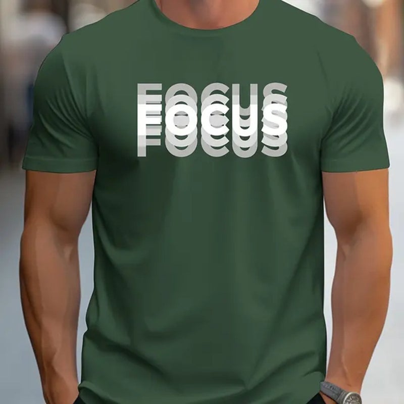 Men's 100 Cotton Casual Sport Loose Large Focus Printed Round Neck Short Sleeve T-Shirt Top - Image 4