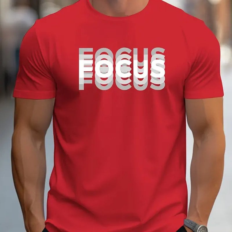 Men's 100 Cotton Casual Sport Loose Large Focus Printed Round Neck Short Sleeve T-Shirt Top - Image 3