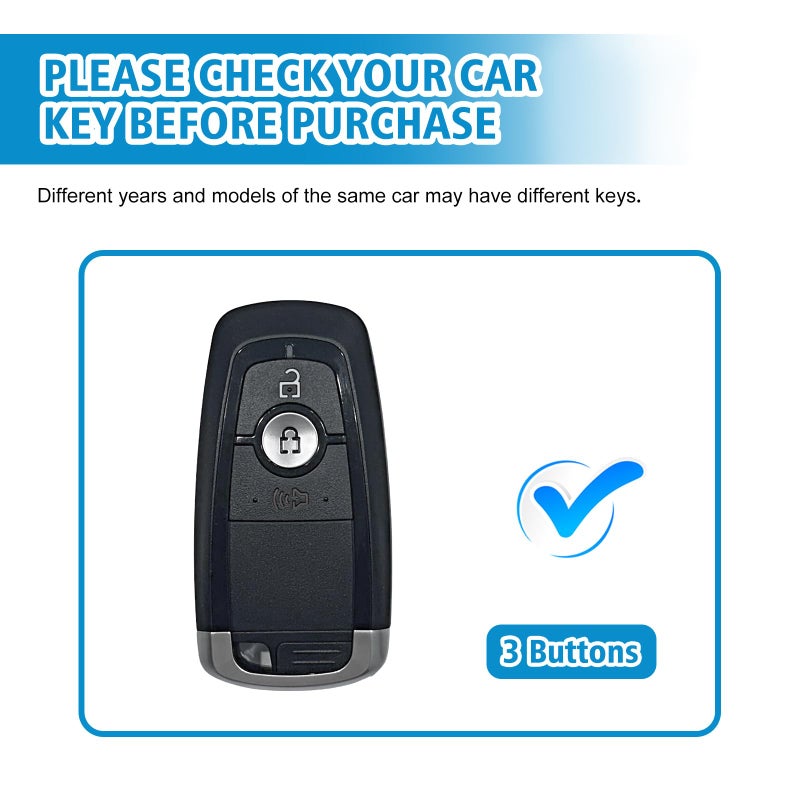Rislobx 3 Buttons TPU Key Fob Cover for Ford, Key Fob Case for 2018 2019 2020 2021 2022 2023 2024 Ford Explorer F-150 Fusion Mustang Escape Edge Bronco Ranger Expedition (White) - Image 2