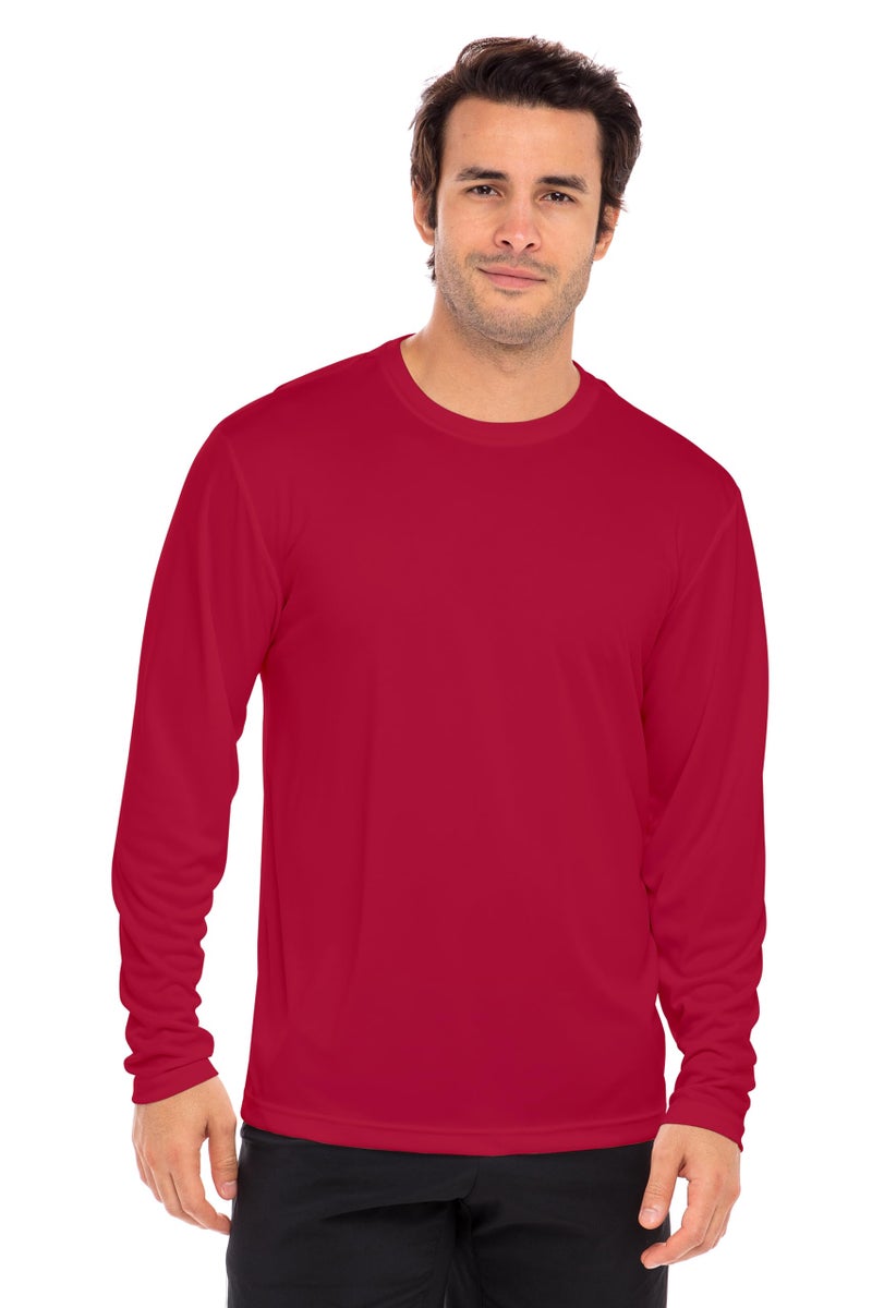 Opna Men's Long Sleeve Moisture Wicking Athletic Shirts RED-L - Image 2