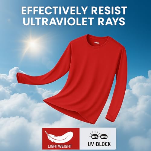 Opna Men's Long Sleeve Moisture Wicking Athletic Shirts RED-L - Image 3