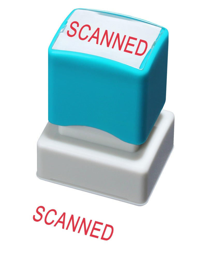 WAFJAMF Scanned Stamps–Message Stamp Pre-Inked Office Stamp Refillable Red Ink Preinstalled-Medium - Image 1