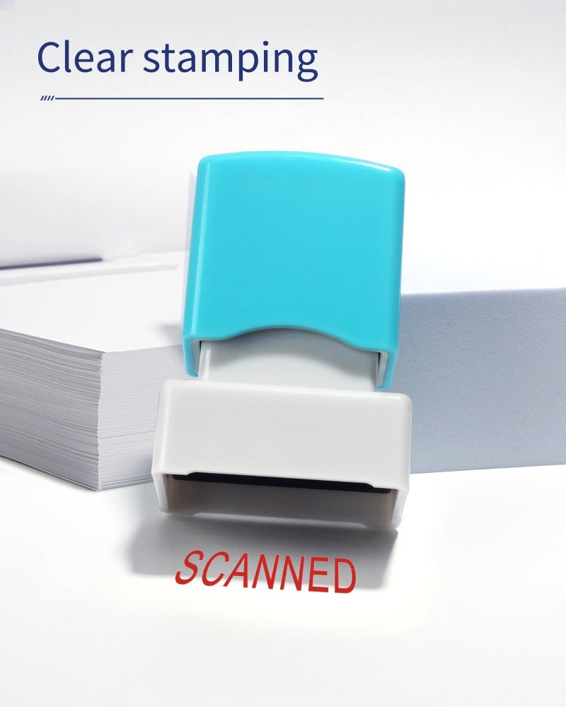 WAFJAMF Scanned Stamps–Message Stamp Pre-Inked Office Stamp Refillable Red Ink Preinstalled-Medium - Image 3