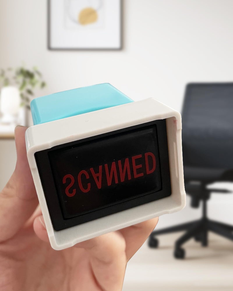 WAFJAMF Scanned Stamps–Message Stamp Pre-Inked Office Stamp Refillable Red Ink Preinstalled-Medium - Image 4