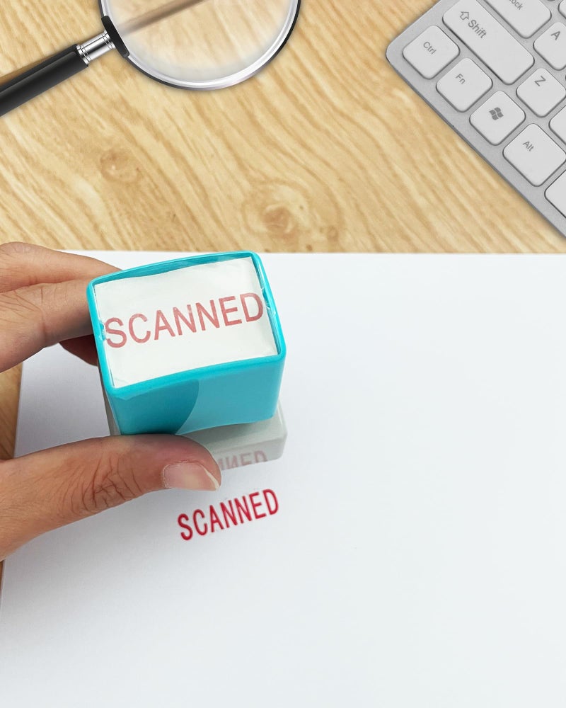 WAFJAMF Scanned Stamps–Message Stamp Pre-Inked Office Stamp Refillable Red Ink Preinstalled-Medium - Image 5