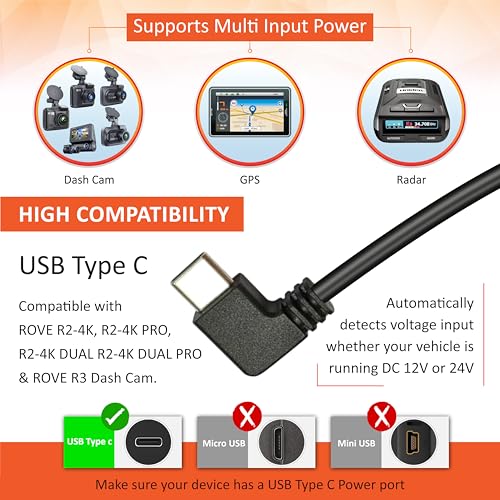 ROVE Ultimate Dash Cam Hardwire Kit with USB-C Port for R2-4K, R2-4K PRO, R2-4K Dual, R2-4K Dual PRO, and R3 Dash Camera Models, 24Hr Parking Monitoring Kit with Low Voltage Protection - Image 4