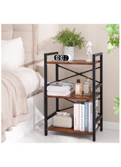 Gogoya 3 Tier Bookshelf,Small Book Shelf Industrial Bookcase, Narrow Book Case Book Storage Organizer for CD/Movie/Book, Bookshelves for Bedroom Office Living Room  - Image 3