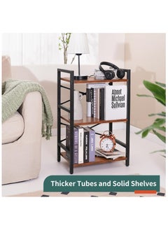 Gogoya 3 Tier Bookshelf,Small Book Shelf Industrial Bookcase, Narrow Book Case Book Storage Organizer for CD/Movie/Book, Bookshelves for Bedroom Office Living Room  - Image 4