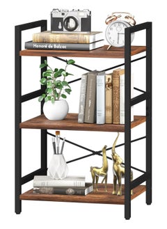 Gogoya 3 Tier Bookshelf,Small Book Shelf Industrial Bookcase, Narrow Book Case Book Storage Organizer for CD/Movie/Book, Bookshelves for Bedroom Office Living Room  - Image 1