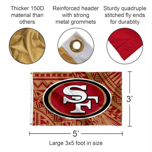 WinCraft San Francisco 49ers Samoan Pattern 3x5 Grommet Flag - Image 3