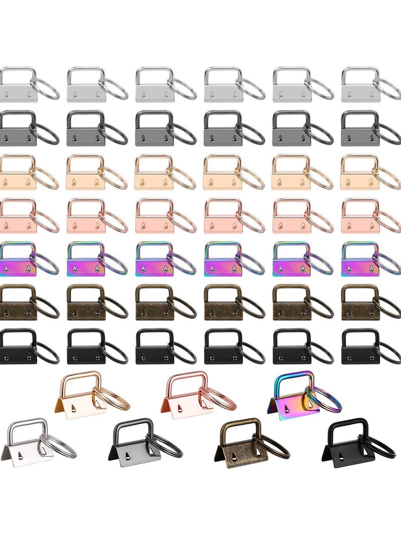 Fob Hardware, 42PCS 1 Inch 7 Colors Keychain Hardware Set Key Fob Hardware for Wristlet Keychain, Key Lanyard and Key Chain Making Hardware Supplies - Image 1