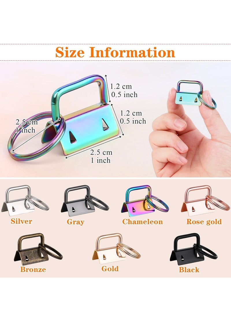 Fob Hardware, 42PCS 1 Inch 7 Colors Keychain Hardware Set Key Fob Hardware for Wristlet Keychain, Key Lanyard and Key Chain Making Hardware Supplies - Image 5