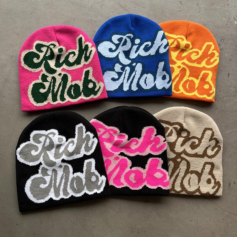 Letter Beanie Unisex Autumn Winter Cold Protection Warm Couple Hat Acrylic - Image 2