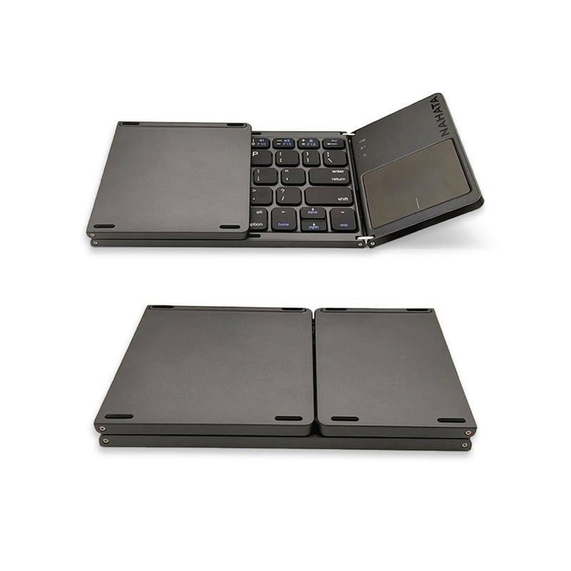 N Pro Foldable Bluetooth Keyboard (2.2) with New Touchpad, Portable Wireless with USB-C Rechargeable, Pocket Size Slim Folding Keyboard for iPads Tablets Laptop Dark Grey - Image 1