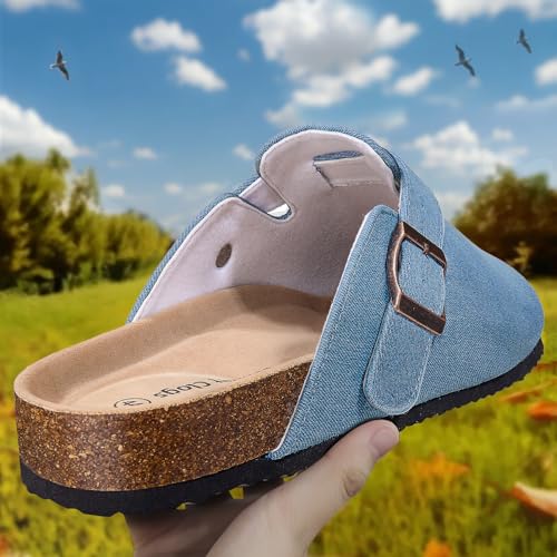 KEMISANT Men Clogs-Comfortable Suede Mules Slippers Sandals Nurse Potato Shoes Unisex-Cushioned Cork-Footbed(Purplish Blue-12 Women/10 Men) - Image 4