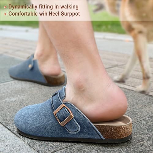 KEMISANT Men Clogs-Comfortable Suede Mules Slippers Sandals Nurse Potato Shoes Unisex-Cushioned Cork-Footbed(Purplish Blue-12 Women/10 Men) - Image 2