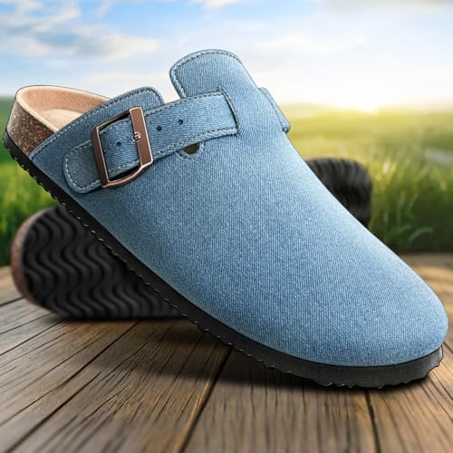 KEMISANT Men Clogs-Comfortable Suede Mules Slippers Sandals Nurse Potato Shoes Unisex-Cushioned Cork-Footbed(Purplish Blue-12 Women/10 Men) - Image 3