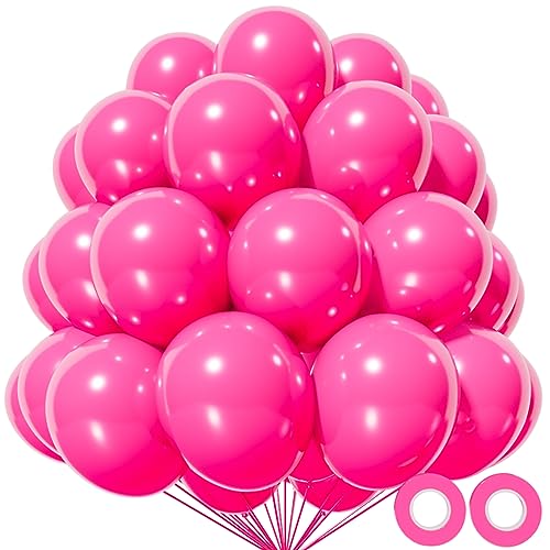 KAWKALSH Hot Pink Balloon 12 Inch 110pcs Latex Party Balloons Helium Bright Color for Birthday Baby Shower Wedding Party Supplies Arch Garland Decoration - Image 1