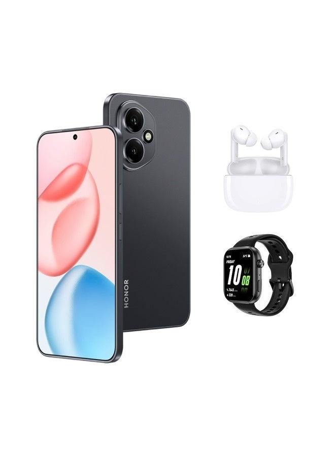 Honor 400 ثنائي الشريحة أسود منتصف الليل 12GB RAM 512GB 5G مع سماعة أذن X7 Lite وساعة Choice 2i (قد يختلف لون الهدايا)