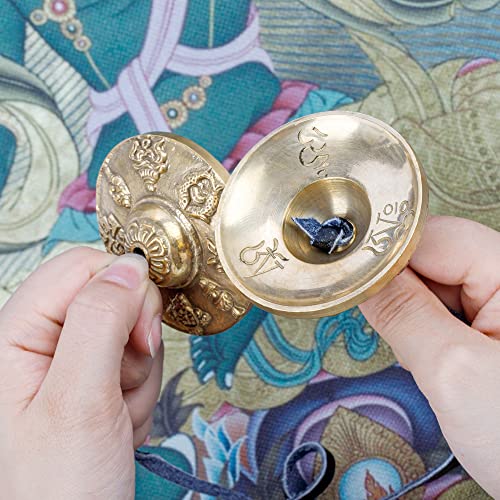 ZenBless Tibetan Tingsha Cymbals 2pcs, with Storage Box and Fabric Case, Meditation Sanskrit Brass Chime Bells for Spiritual Healing Mindfulness, Yoga Buddhist, Relaxation Musical Instruments - Image 2