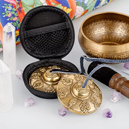 ZenBless Tibetan Tingsha Cymbals 2pcs, with Storage Box and Fabric Case, Meditation Sanskrit Brass Chime Bells for Spiritual Healing Mindfulness, Yoga Buddhist, Relaxation Musical Instruments - Image 5