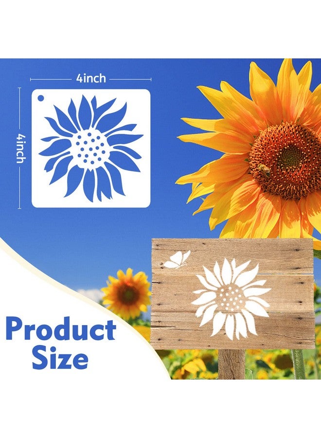 سي أتش هايتشنغ 50 قطعة استنسل اللوحة زهرة قابلة لإعادة الاستخدام زهرة الإستنسل للرسم على الصخور الخشبية قماش قماش الفخار الزجاجي 4X4 بوصة - Image 2