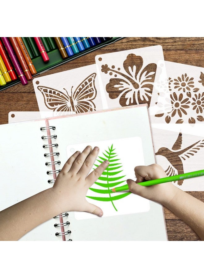 سي أتش هايتشنغ 50 قطعة استنسل اللوحة زهرة قابلة لإعادة الاستخدام زهرة الإستنسل للرسم على الصخور الخشبية قماش قماش الفخار الزجاجي 4X4 بوصة - Image 5