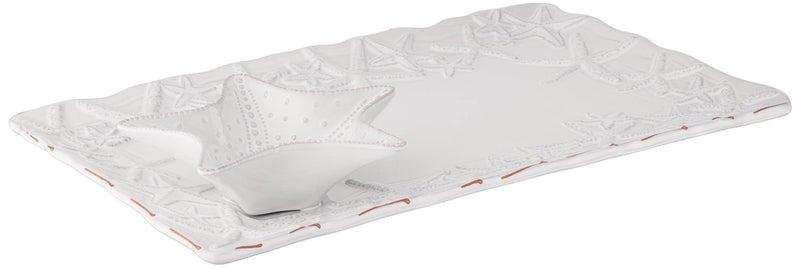 Mud Pie Chip and Dip Starfish Platter White Medium