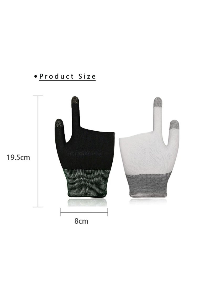 2PCS Gaming Gloves for Sweaty Hands, UltraThin Breathable Mobile Gaming Gloves, AntiSweat Mobile Finger Sleeve Breathable for HighRanking Players Mobile Game Streamer Black+ White - Image 5