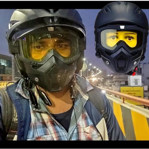 SARTE TPU Goggle Mask Anti Scratch UV Protective Open Face & Eyewear Windproof Dirt Shield Adjustable Strap Soft Foam Padded Detachable for Cycling Bike Off Road Racing Riding Unisex (Yellow) - Image 2