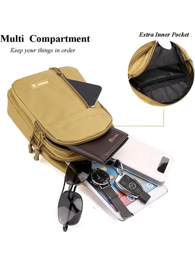 Men's Sling Crossbody Bag,  Backpack for Men, Waterproof, Slim Chest Bags Casual Daypack for Travel Cycling with Earphone Hole(Khaki) - Image 4