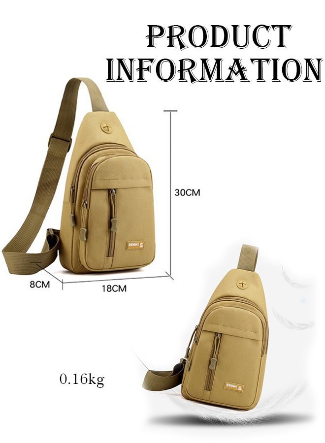 Men's Sling Crossbody Bag,  Backpack for Men, Waterproof, Slim Chest Bags Casual Daypack for Travel Cycling with Earphone Hole(Khaki) - Image 5