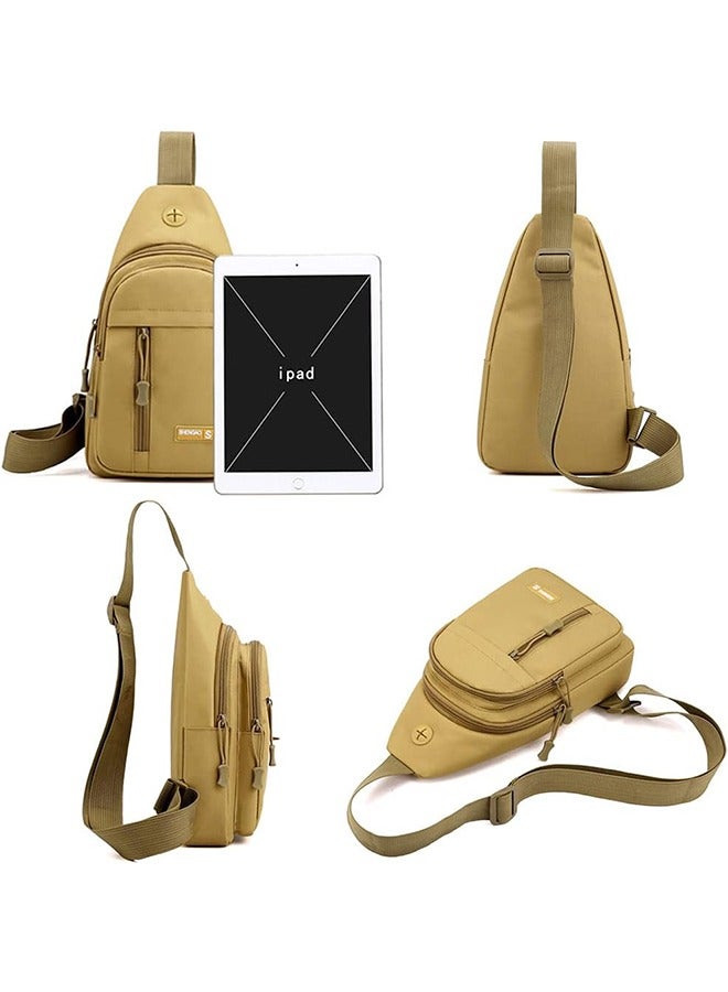 Men's Sling Crossbody Bag,  Backpack for Men, Waterproof, Slim Chest Bags Casual Daypack for Travel Cycling with Earphone Hole(Khaki) - Image 3