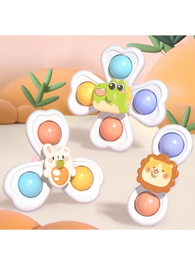 3 قطع من ألعاب فيدجيت سبينر بقاعدة شفط لأطفالك المحبوبين، 3 قطع بتصميم حيوانات ثلاثية الأبعاد من الألعاب الدوارة بقاعدة شفط، ألعاب حسية مبتكرة، ألعاب فيدجيت سبينر للاستحمام للأطفال الصغار، هدايا عيد ميلاد للأطفال - Image 3