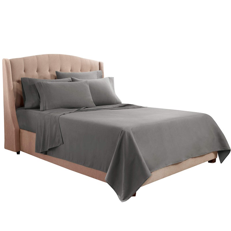 Clara Clark King Sheets, 6 Piece Set - Hotel Luxury Sheets for King Size Bed, Super Soft Bedding Set, King Size, Charcoal Gray - Image 4