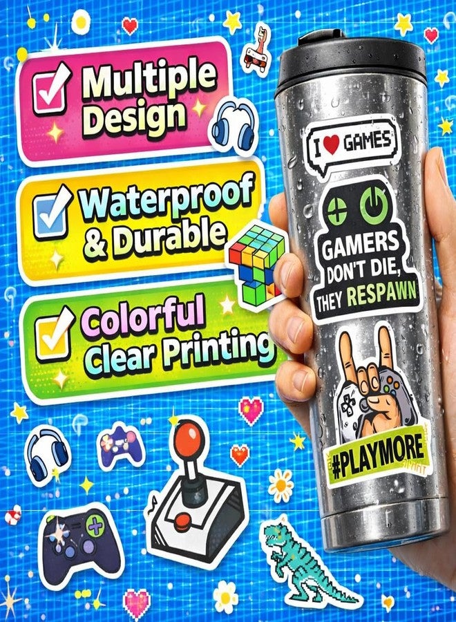 DETICKERS Water Bottles Stickers for Boys Kids 50 PCS Waterproof Video Game Vinyl Stickers Gamer Gifts for Teen Boys - Image 3