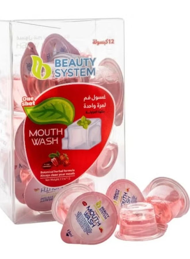 BEAUTY SYSTEM Mouthwash Strawberry Refreshing Capsules - 13 ml x 12 - Image 1