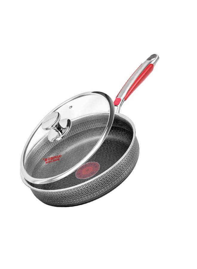 Olofe 316l Stainless Steel Flat Bottom Frying Pan, Double-sided Honeycomb Non-stick, For Breakfast, Steak, Pancakes, Grilled Meat, And Eggs, Blue Diamond, 28cm - Image 4