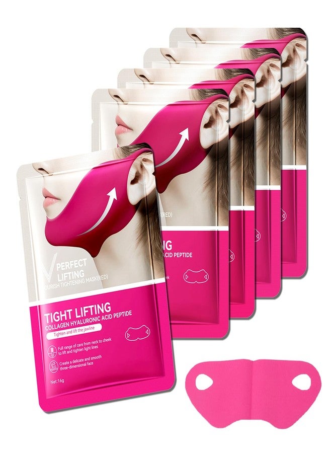 DuoZeng 5PCS V Line Lifting Mask,Firming Neck Lift Tape,Chin Lifting Mask Neck Tape,Double Chin Strap for Neck Tightening and Lifting,Jawline Shaper Neck Mask,Double Chin Reducer Face Lift Tape - Image 1