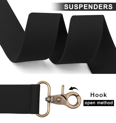 Fasker Suspenders for Men Heavy Duty 1.4 Inch Adjustable Elastic Straps X-Back Mens Suspenders,Black - Image 5